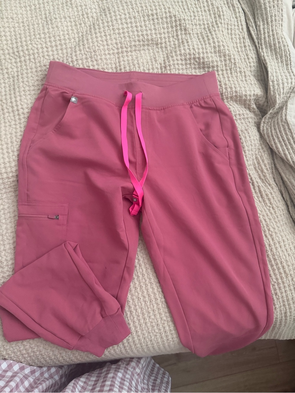 Figs Rose Pink Drawstring Jogger Pants